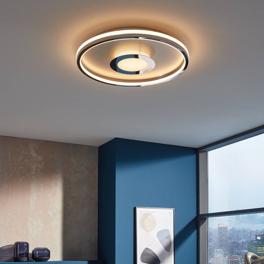 LED-taklampa Bug rund, krom, 81cm