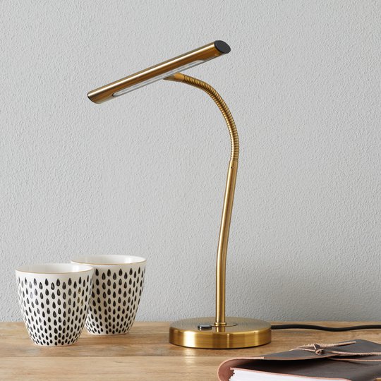 Böjbar LED-bordslampa Curtis, gammal mässing