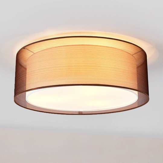 Textil-taklampa Nica i brunt