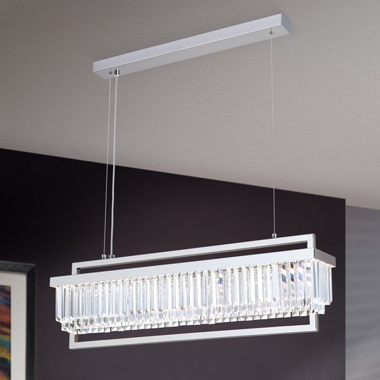 LED-pendellampa Prism, avlång krom