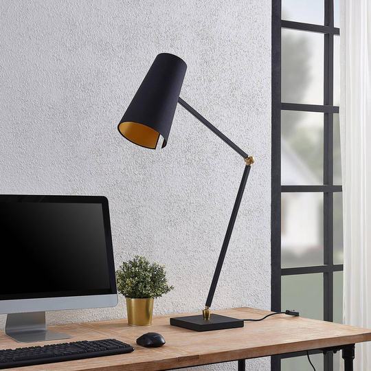 Lucande Kemoni bordslampa med textilskärm