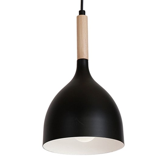 Hänglampa Noak, 1 lampa, svart/naturträ