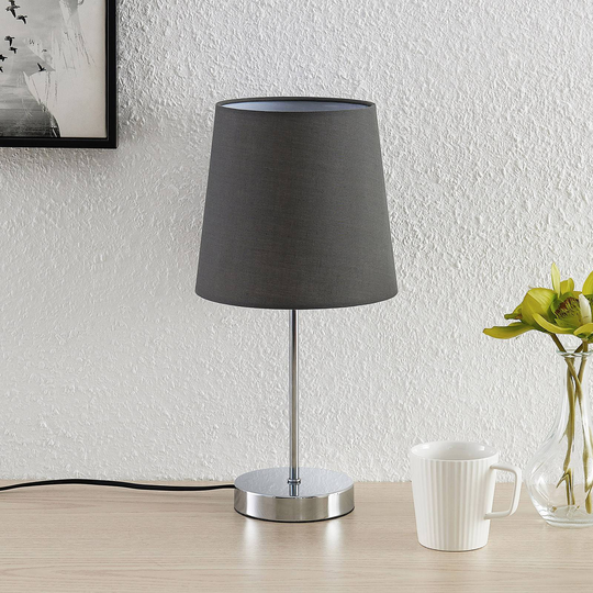 Lindby Leza bordslampa krom, skärm grå