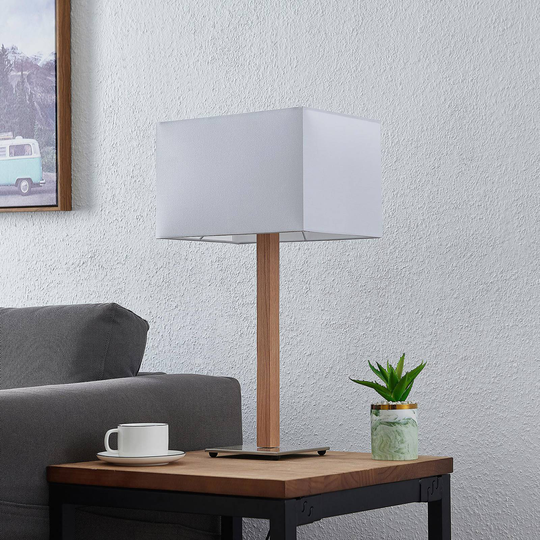 Lucande Heily bordslampa, kantig, vit