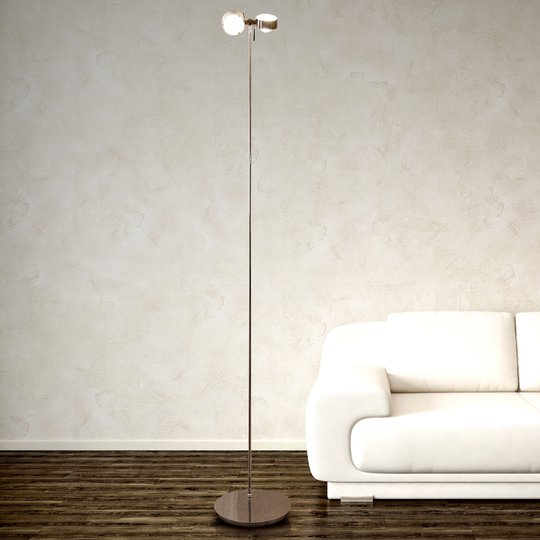 Flexibel golvlampa PUK FLOOR, förkromad, 2 ljus