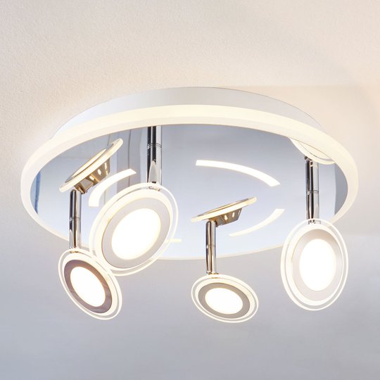 LED-taklampa Enissa, rund, 4 lampor