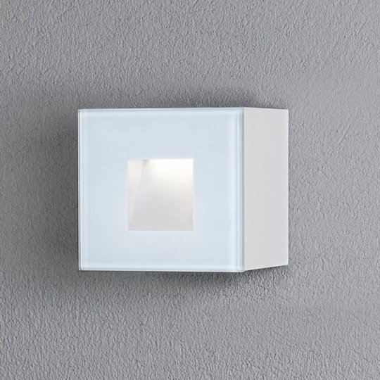 LED-utomhusvägglampa Chieri, 8 x 8 cm, vit