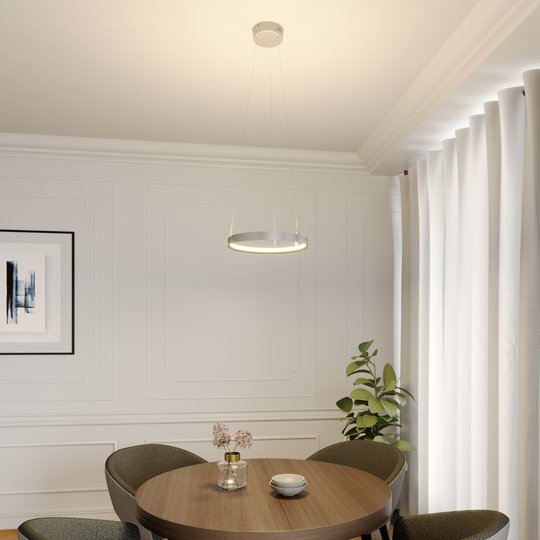 Lucande Naylia LED-hänglampa i nickel, Ø 40 cm