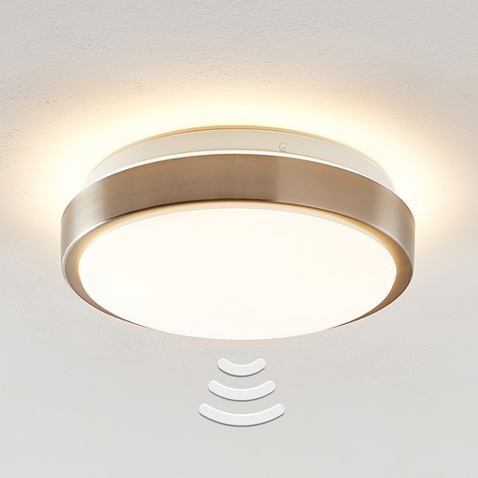 Lindby Camille LED-sensor-taklampa Ø26cm nickel