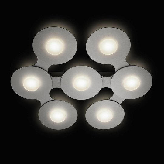 GROSSMANN Disc LED-taklampa, silvergrå, 7 lampor