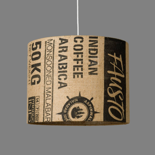 Pendellampa N°93 pärlböna - skärm av kaffesäck