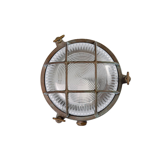 Utomhusvägglampa Tortuga mässing antik, glas klar