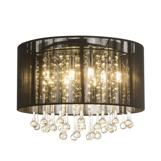 LED-taklampa Sierra med sidenskärm och hängen