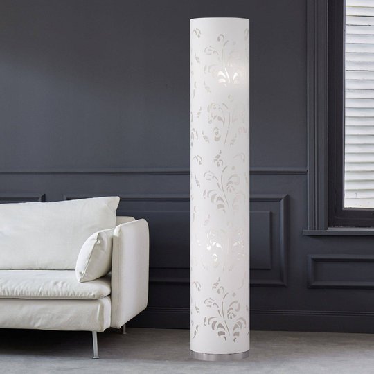 Smäcker golvlampa Flora skärm vit med dekor