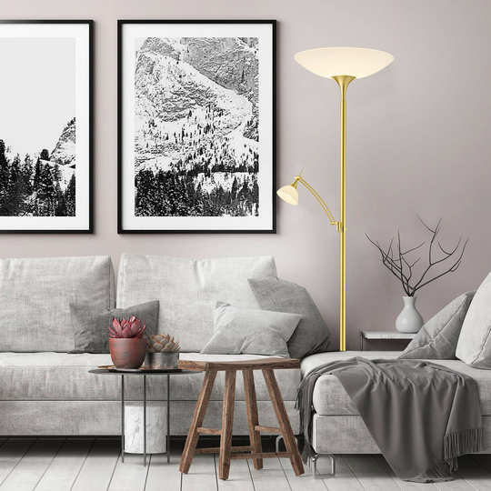 BANKAMP Mästerverk uplight-golvlampa skal, mässing