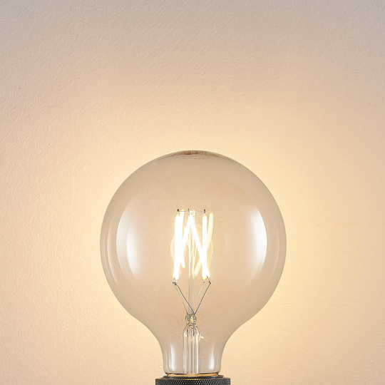 LED-lampa E27 8W 2 700 K G125 glob, filament, klar