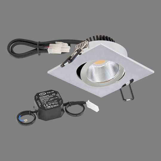 EVN PC20 inbyggnadslampa kantig fasdimmer krom
