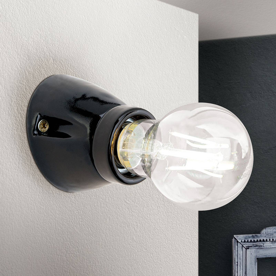 Vägglampa Frost av keramik, svart