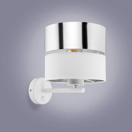 Vägglampa Hilton, vit/silver