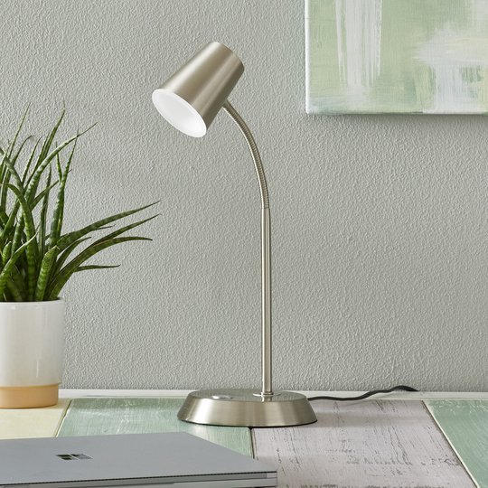 Nickelfärgad LED-bordslampa Narcos