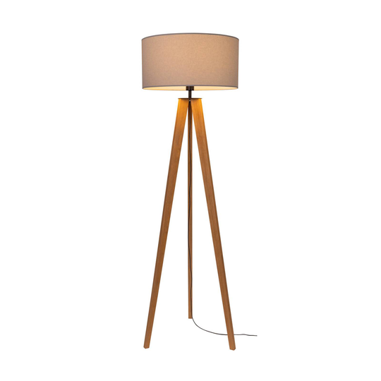 Golvlampa Maira, trebent, tall betsad, grå