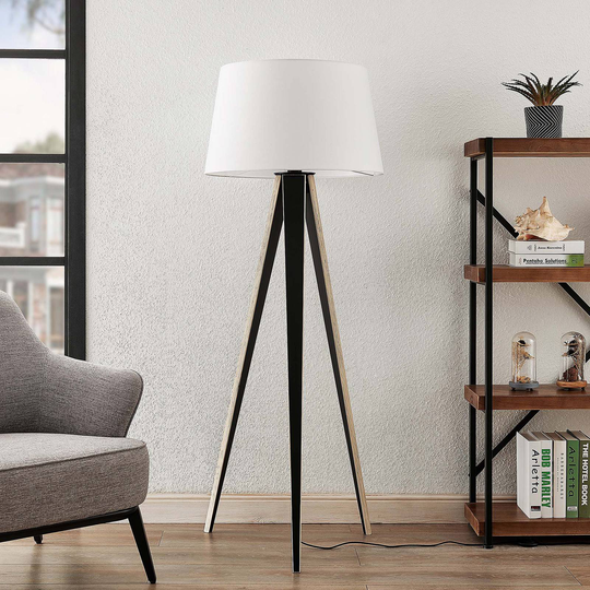 Lucande Bodhi tripodgolvlampa, konisk, vit
