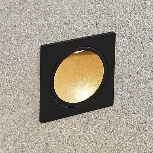 LED-vägginbyggnadslampa Pordis, IP65, kantig