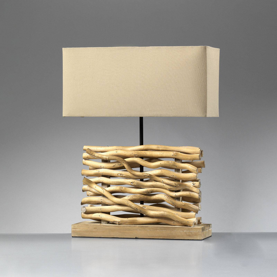 Bordslampa Marica, tygskärm och trä, höjd 50 cm