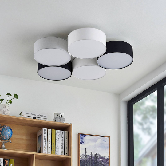 Lindby Janita LED-taklampa, 5 lampor, trefärgad