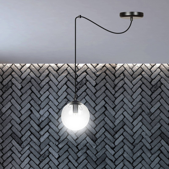 Pendellampa Glassy 1 lampa svart, klart glas