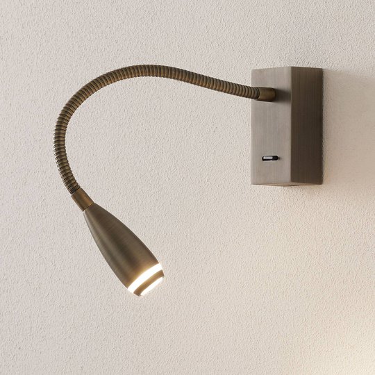 LED-vägglampa Clik, strömbrytare, brons
