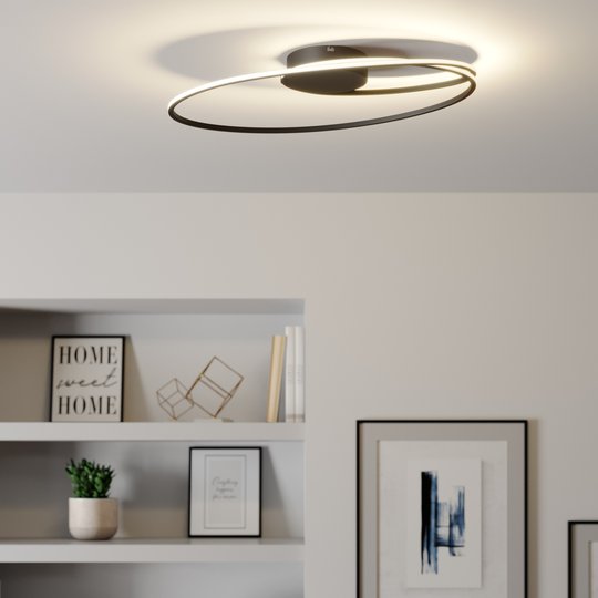 Lindby Xenias LED-taklampa, svart, 60x35