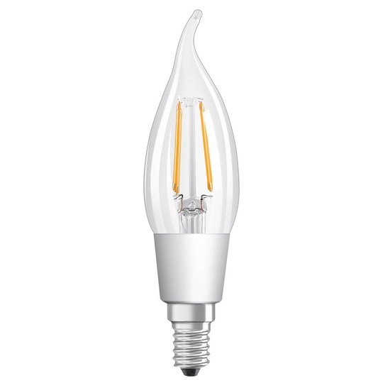 LED-lampa böjd topp E14 45W, varmvit, dimbar, klar
