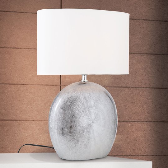 Bordslampa i keramik Ethno 52 cm vit, titanfot