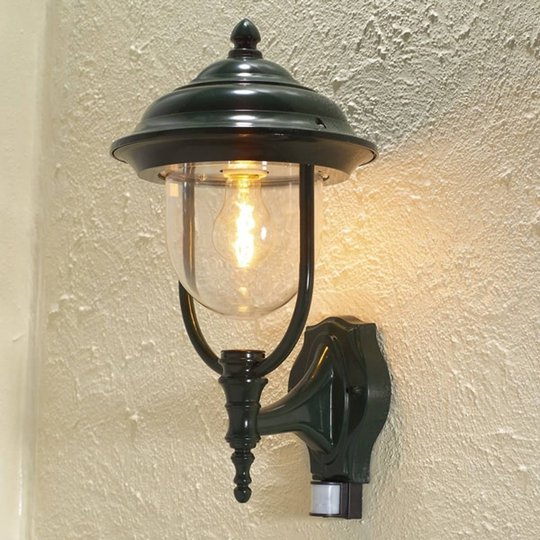 Utomhusvägglampa Parma med rörelsedetektor, grön