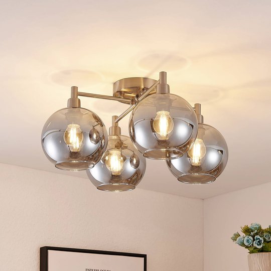 Lindby Brendan taklampa, nickel, 4 lampor