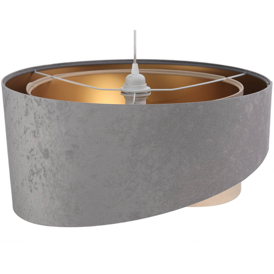 Pendellampa Vivien trefärgad grå/beige/guld