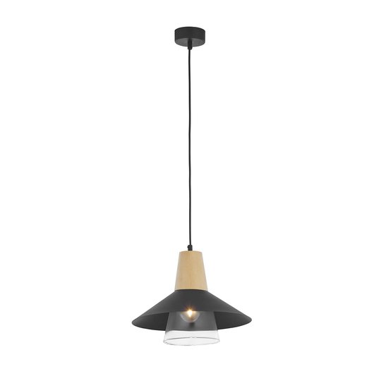 Pendellampa Eos mörkgrå natur, glas transparent