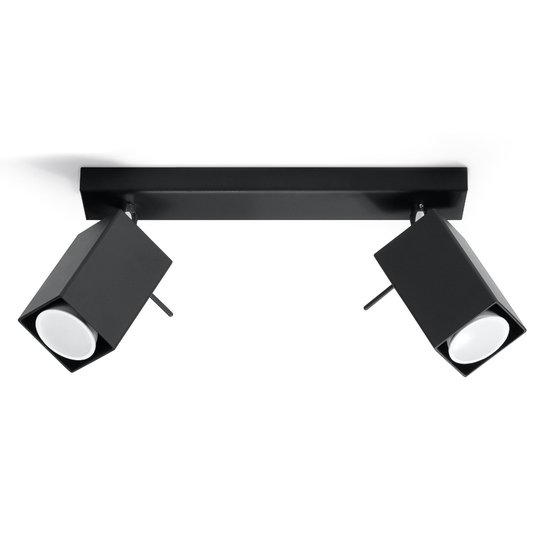 Takspotlight Square, svart, 2 lampor