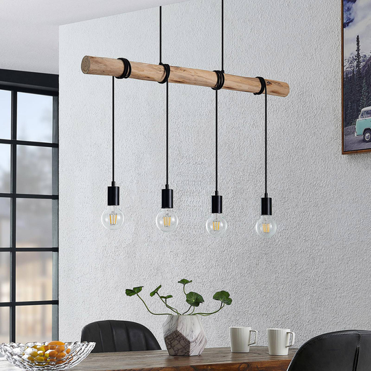 Lindby Ferris trähänglampa, 4 lampor
