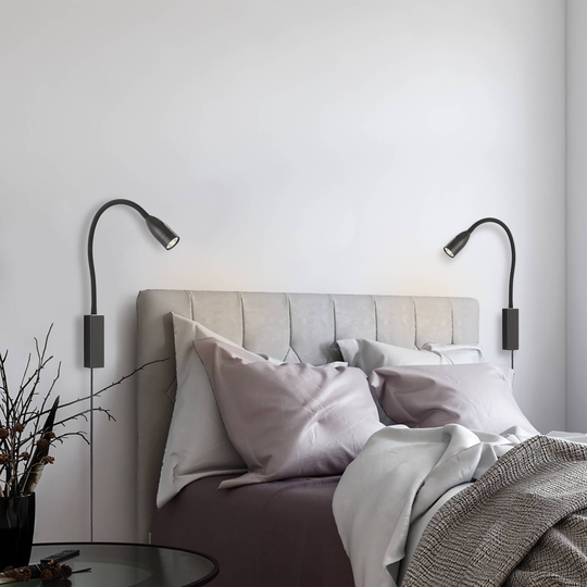 LED-vägglampa Sten med geststyrning, svart