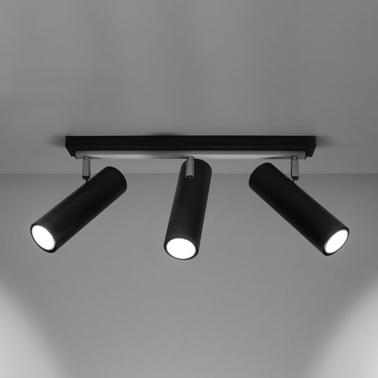 Takspotlight Spoty, svart, 3 lampor