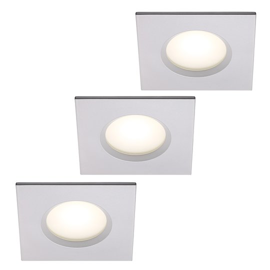 LED-inbyggnadslampa Clarkson 3-pack, kantig, vit