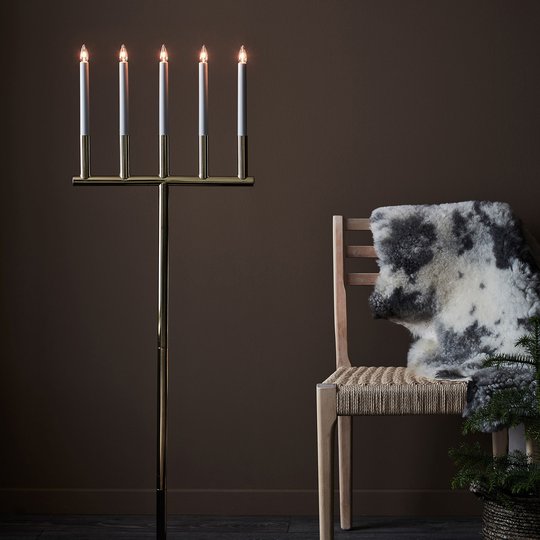 Ljusstake Manhattan 5 lampor höjd 120 cm mässing