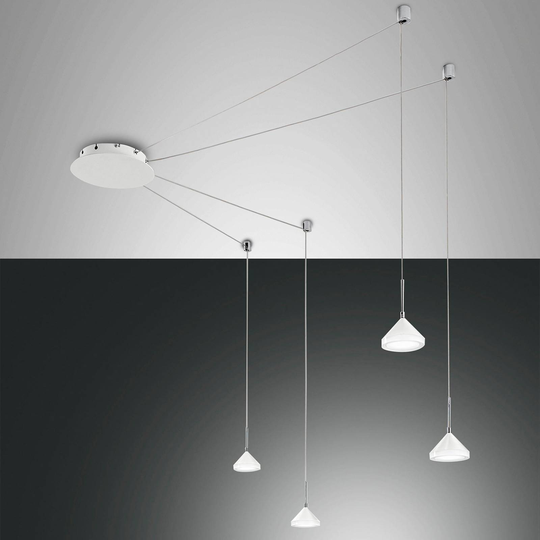 LED-pendellampa Isabella, 4 lampor, vit