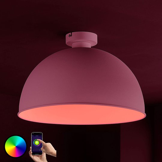 Lindby Smart LED-taklampa Bowl 41 cm vit