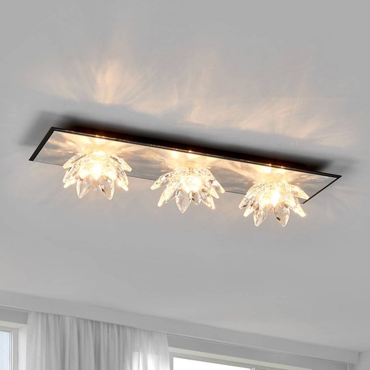 Fiore Cristallo bladsilver-taklampa 3-arm.