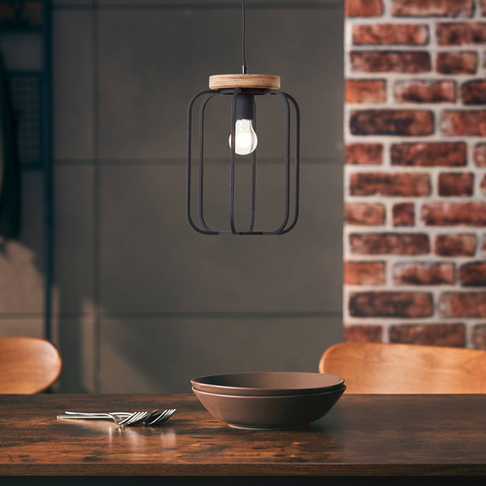 Hänglampa Tosh med trädetalj, 1 lampa