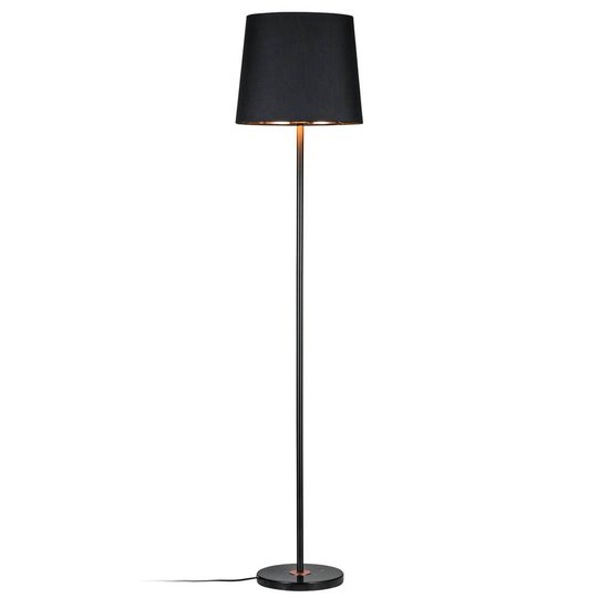Svart golvlampa Enja i textil med marmorfot