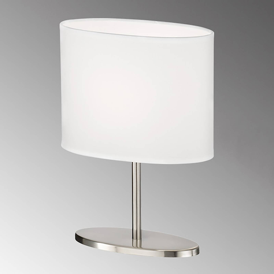 Bordslampa Momo med tygskärm, nickel/vit